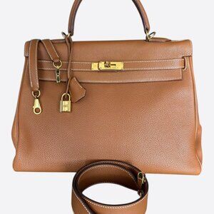 Hermes Retourne Gold & Gold Hardware Togo Kelly 32